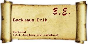 Backhaus Erik névjegykártya